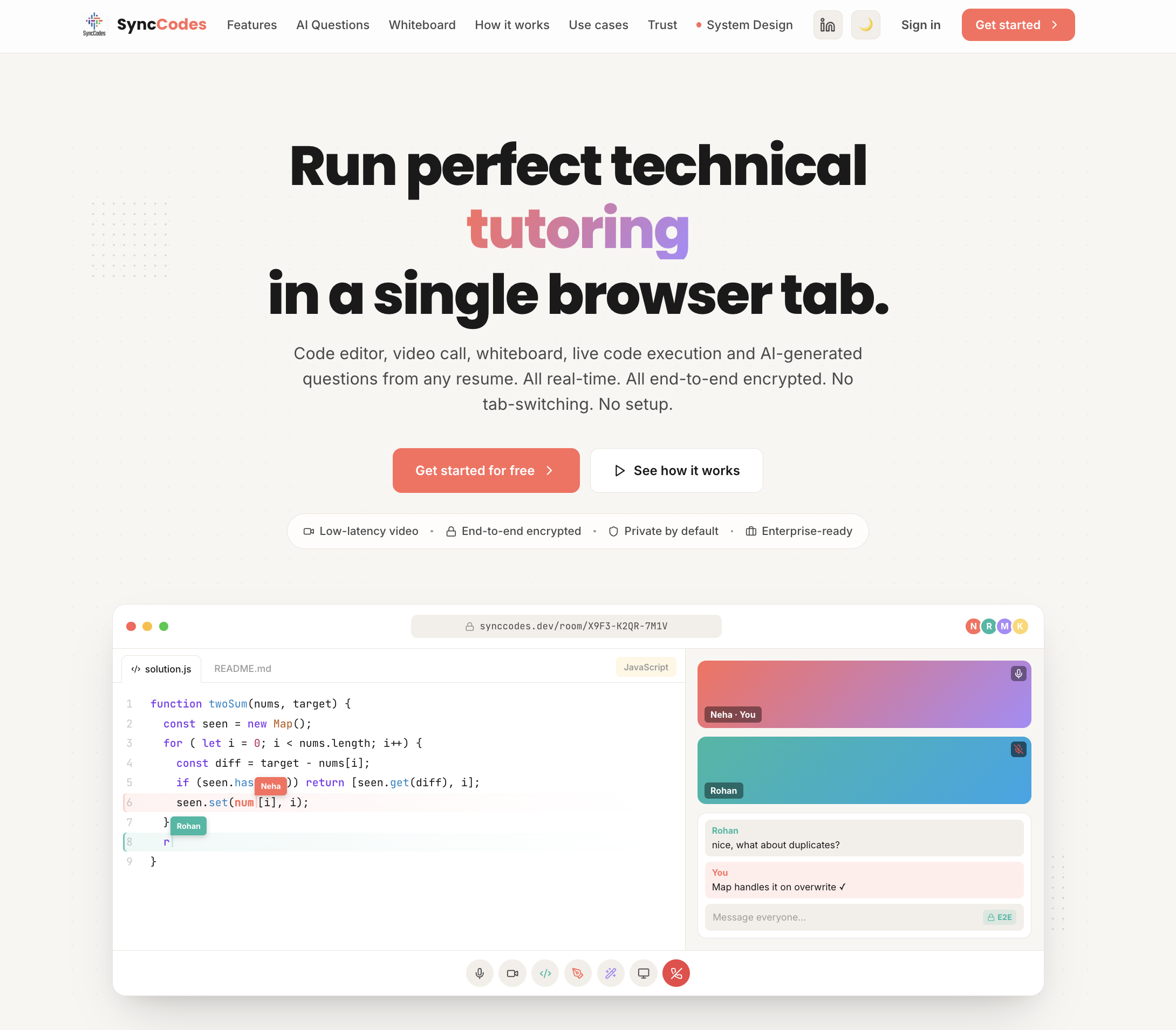 Synccode interface preview